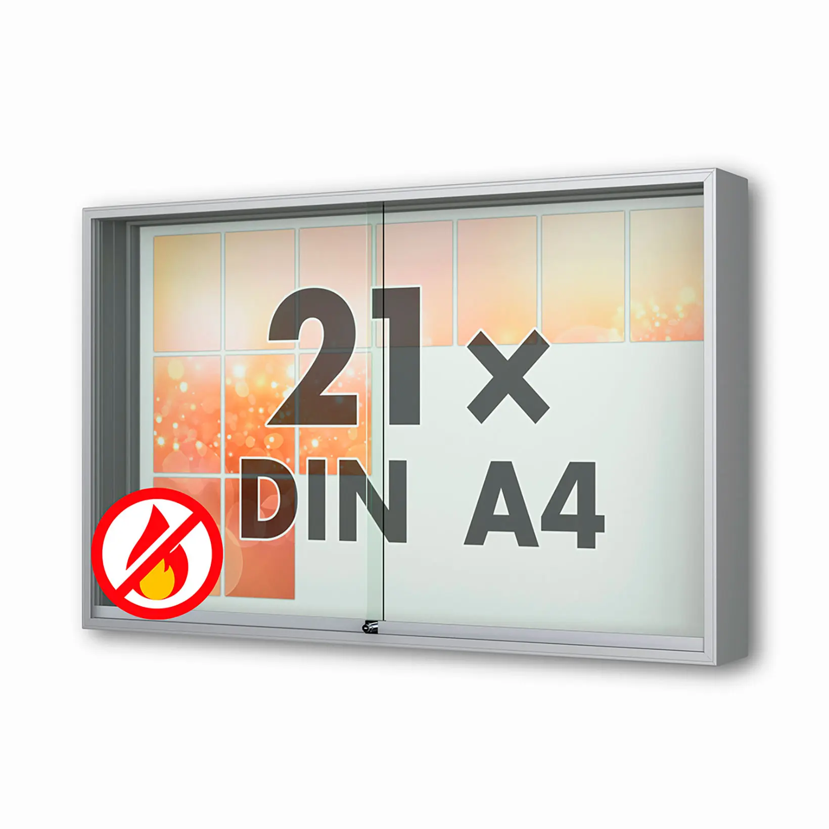 21 x DIN A4 Schaukasten Fortis mit Schiebetüren - 210 mm Bautiefe